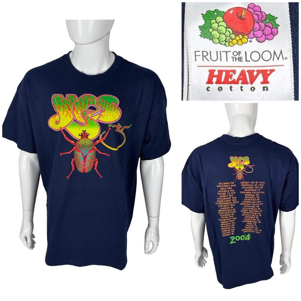 Vintage YES 35th Anniversary Tour Mens 2XL T Shirt 2004 Classic Rock Tee Blue